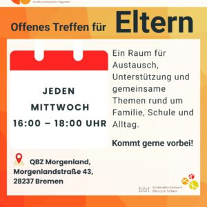 Flyer von Yekmal e. V. mit Text-Informationen zum Offenen Treffen für Eltern